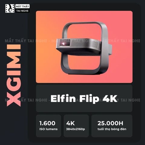 Xgimi Elifn Flip 4K - Máy chiếu thông minh tích hợp Google TV và Netflix chính chủ, sử dụng công nghệ DLP, độ sáng 1.600 ISO lumens, độ phân giải chuẩn 4K UHD cho hình ảnh và màu sắc cực đẹp