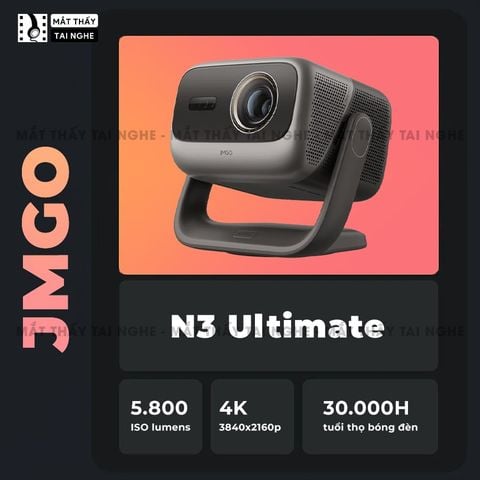 JMGO N3 Ultimate - Máy chiếu thông minh tích hợp Google TV và bản quyền Netflix chính chủ, độ phân giải 4K UHD 3840x2160p, độ sáng 5.800 ISO lumens, hỗ trợ xem phim chuẩn 3D và Dolby Vision