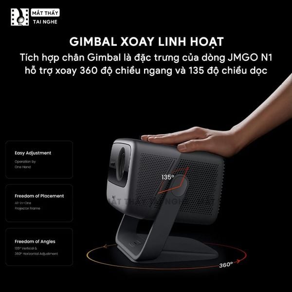 JMGO N1 Ultra Quốc tế - Máy chiếu thông minh tích hợp Android TV 11, độ phân giải 4K UHD 3840x2160p , độ sáng 4000 ansi lumens, tích hợp loa Dynaudio cao cấp