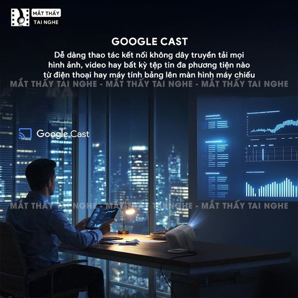 JMGO N1s 4K New 2026 - Máy chiếu thông minh tích hợp Google TV và hỗ trợ Netflix chính chủ, độ phân giải 4K UHD 3840x2160p, độ sáng 1.700 ISO lumens