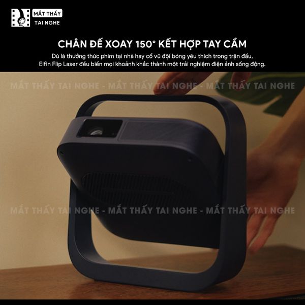XGIMI Elfin Flip Laser - Máy chiếu thông minh tích hợp Google TV và Netflix chính chủ, sử dụng công nghệ DLP, độ sáng 1.600 ISO lumens, độ phân giải chuẩn Full HD cho hình ảnh và màu sắc cực đẹp