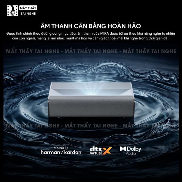 XGIMI MIRA - Máy chiếu siêu gần 4K thông minh tích hợp Google TV, sử dụng công nghệ RGB Triple Laser, độ phân giải chuẩn 4K UHD, độ sáng 2000 ISO Lumens và tích hợp loa Harman Kardon