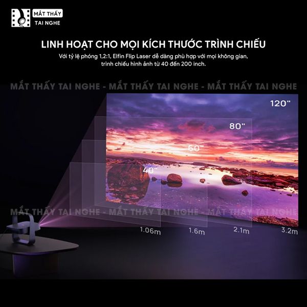 XGIMI Elfin Flip Laser - Máy chiếu thông minh tích hợp Google TV và Netflix chính chủ, sử dụng công nghệ DLP, độ sáng 1.600 ISO lumens, độ phân giải chuẩn Full HD cho hình ảnh và màu sắc cực đẹp