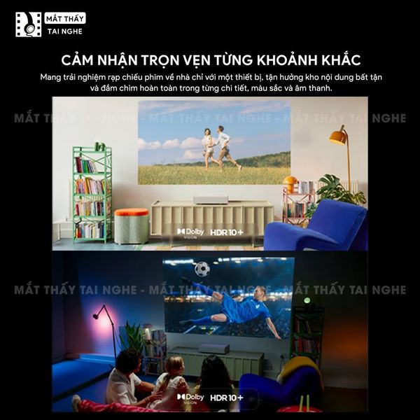 XGIMI MIRA - Máy chiếu siêu gần 4K thông minh tích hợp Google TV, sử dụng công nghệ RGB Triple Laser, độ phân giải chuẩn 4K UHD, độ sáng 2000 ISO Lumens và tích hợp loa Harman Kardon