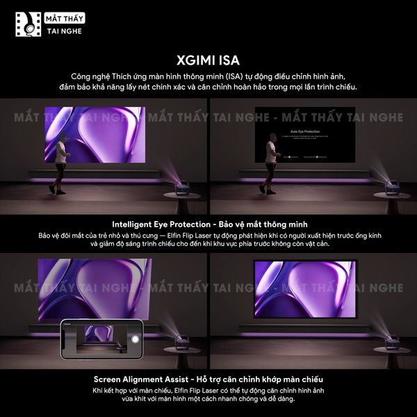 XGIMI Elfin Flip Laser - Máy chiếu thông minh tích hợp Google TV và Netflix chính chủ, sử dụng công nghệ DLP, độ sáng 1.600 ISO lumens, độ phân giải chuẩn Full HD cho hình ảnh và màu sắc cực đẹp