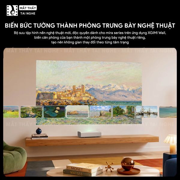 XGIMI MIRA - Máy chiếu siêu gần 4K thông minh tích hợp Google TV, sử dụng công nghệ RGB Triple Laser, độ phân giải chuẩn 4K UHD, độ sáng 2000 ISO Lumens và tích hợp loa Harman Kardon