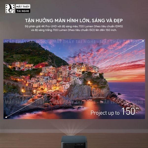 Epson EF-62 - Máy chiếu mini thông minh tích hợp Google TV, sử dụng công nghệ 3LCD độc quyền kết hợp nguồn sáng RGB-LED thế hệ mới, độ phân giải 4K PRO-UHD, độ sáng 700 ISO lumens, tương phản 5.000.000:1 cho hình ảnh và màu sắc cực đẹp