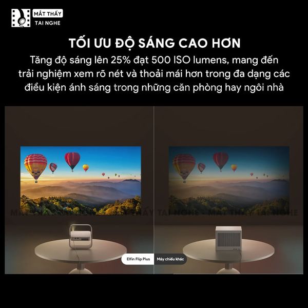 Xgimi Elifn Flip Plus - Máy chiếu thông minh tích hợp Google TV và Netflix chính chủ, sử dụng công nghệ DLP, độ sáng 500 ISO lumens, độ phân giải chuẩn Full HD cho hình ảnh và màu sắc cực đẹp