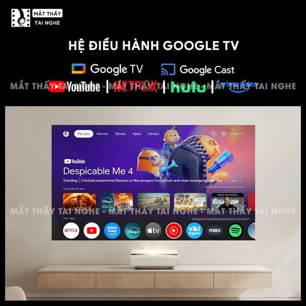 Xgimi Aura 2 New - Máy chiếu siêu gần 4K thông minh tích hợp Google TV, sử dụng công nghệ Dual Light 2.0, đạt chứng nhận IMAX Enhanced, độ phân giải chuẩn 4K UHD, độ sáng 2300 ISO Lumens, loa Harman Kardon và Dolby Vision
