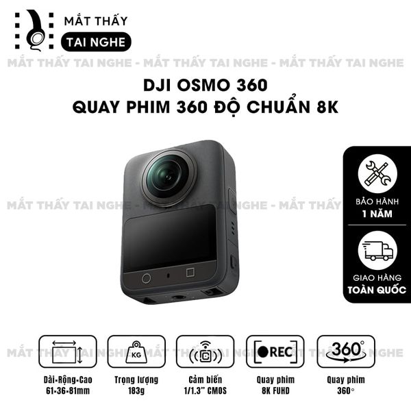 DJI Osmo 360 - Camera toàn cảnh 360° chuyên nghiệp, Quay phim 8K FUHD, Ghi hình sống động mọi góc