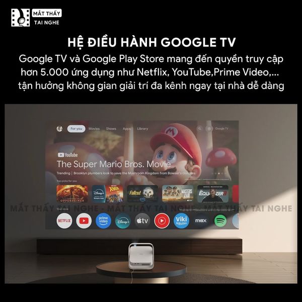 Xgimi Elifn Flip Plus - Máy chiếu thông minh tích hợp Google TV và Netflix chính chủ, sử dụng công nghệ DLP, độ sáng 500 ISO lumens, độ phân giải chuẩn Full HD cho hình ảnh và màu sắc cực đẹp
