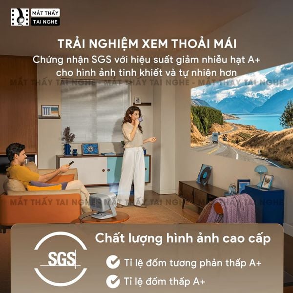 JMGO N3 4K Quốc tế - Máy chiếu thông minh tích hợp Google TV và bản quyền Netflix chính chủ, độ phân giải 4K UHD 3840x2160p, độ sáng 1800 ISO lumens, hỗ trợ xem phim chuẩn 3D Blu-ray