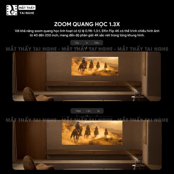 XGIMI Elfin Flip 4K - Máy chiếu thông minh tích hợp Google TV và Netflix chính chủ, sử dụng công nghệ DLP, độ sáng 1.600 ISO lumens, độ phân giải chuẩn 4K UHD cho hình ảnh và màu sắc cực đẹp