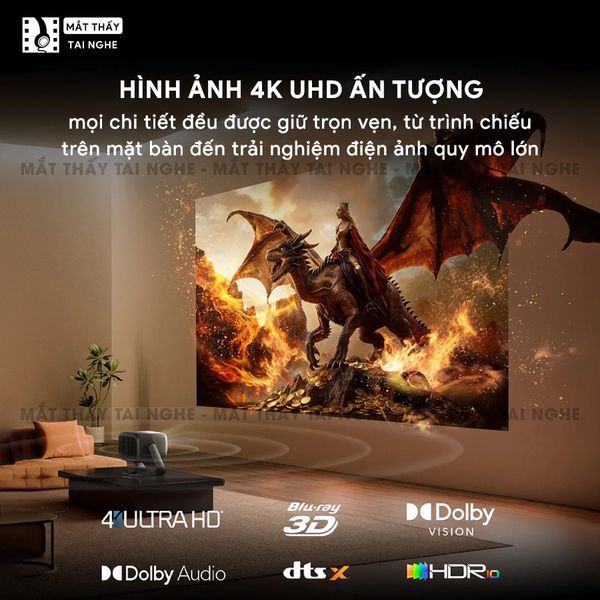 JMGO N3 Ultimate - Máy chiếu thông minh tích hợp Google TV và bản quyền Netflix chính chủ, độ phân giải 4K UHD 3840x2160p, độ sáng 5.800 ISO lumens, hỗ trợ xem phim chuẩn 3D và Dolby Vision