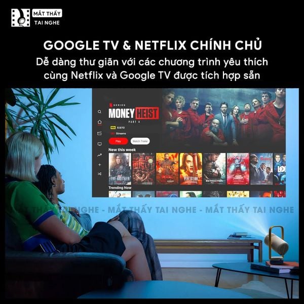 Xgimi Vibe One - Máy chiếu di động thông minh tích hợp Google TV và Netflix chính chủ, sử dụng công nghệ LED LCD, độ sáng 250 ISO lumens, độ phân giải chuẩn Full HD cho hình ảnh và màu sắc cực đẹp