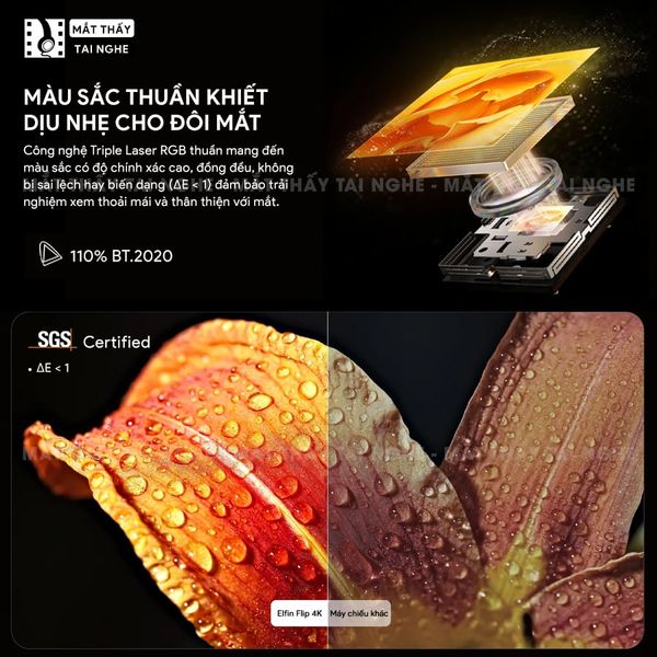 XGIMI Elfin Flip 4K - Máy chiếu thông minh tích hợp Google TV và Netflix chính chủ, sử dụng công nghệ DLP, độ sáng 1.600 ISO lumens, độ phân giải chuẩn 4K UHD cho hình ảnh và màu sắc cực đẹp