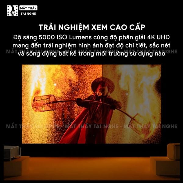 Xgimi Titan - Máy chiếu 4K chuyên nghiệp đầu tiên của Xgimi, sử dụng công nghệ Laser kép cao cấp, độ phân giải chuẩn 4K UHD, độ sáng 5000 ISO Lumens, tương phản 5.000.000:1, đạt chứng nhận IMAX Enhanced & Dolby Vision và tích hợp loa Harman Kardon