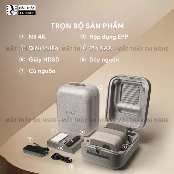 JMGO N3 4K Quốc tế - Máy chiếu thông minh tích hợp Google TV và bản quyền Netflix chính chủ, độ phân giải 4K UHD 3840x2160p, độ sáng 1800 ISO lumens, hỗ trợ xem phim chuẩn 3D Blu-ray