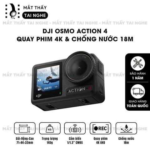 DJI Osmo Action 4 - Camera nhỏ gọn quay phim 4K UHD, Chống rung và Chống nước mạnh mẽ