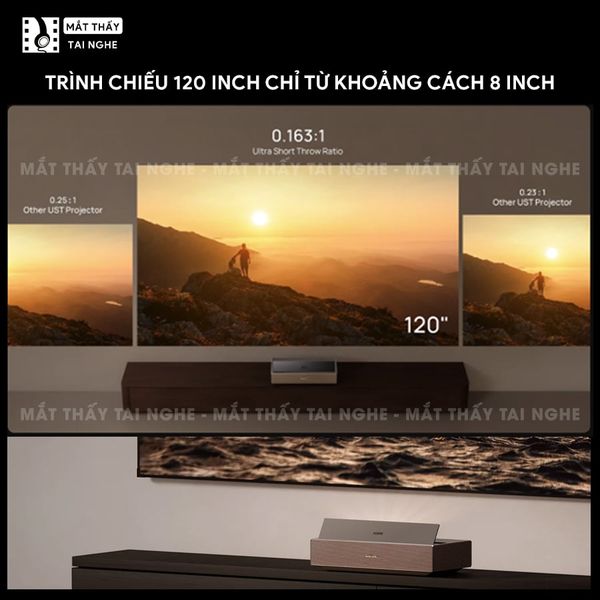 XGIMI Aura 3 Max - Máy chiếu siêu gần 4K thông minh tích hợp Google TV, sử dụng công nghệ RGB Triple-Laser, đạt chứng nhận IMAX Enhanced, độ phân giải chuẩn 4K UHD, độ sáng 5700 ISO Lumens, loa Harman Kardon và Dolby Vision