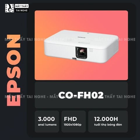 Epson CO-FH02 - Máy chiếu độ sáng cao 3.000 ansi lumens, độ phân giải chuẩn Full HD 1920x1080p, tương phản 16.000:1, hình ảnh nét đẹp, hỗ trợ trình chiếu dạy học & văn phòng cực sáng rõ