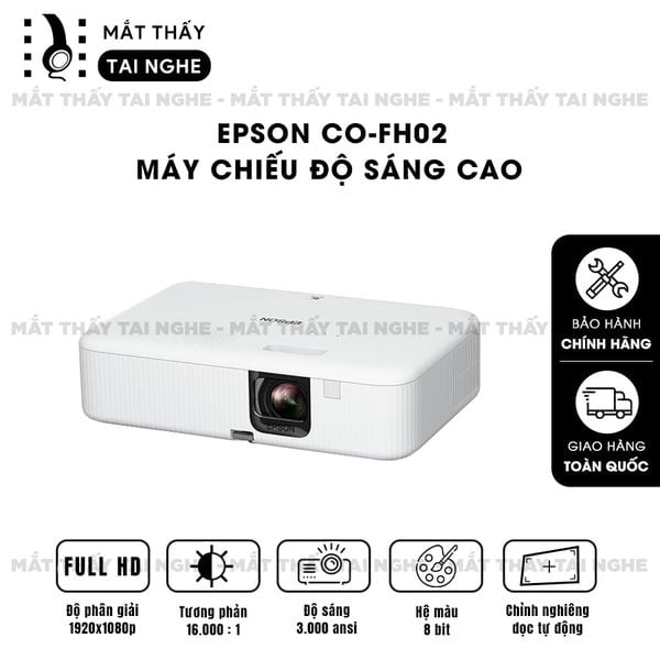 Epson CO-FH02 - Máy chiếu độ sáng cao 3.000 ansi lumens, độ phân giải chuẩn Full HD 1920x1080p, tương phản 16.000:1, hình ảnh nét đẹp, hỗ trợ trình chiếu dạy học & văn phòng cực sáng rõ