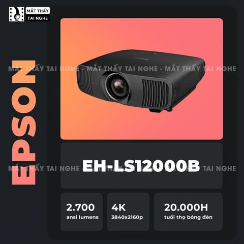 Epson EH-LS12000 - Máy chiếu chuyên dụng cho home cinema cao cấp, sử dụng công nghệ 3LCD độc quyền kết hợp nguồn sáng Laser tiên tiến, độ sáng 2.700 ansi lumens, độ phân giải 4K UHD và tương phản cực cao 2.500.000:1