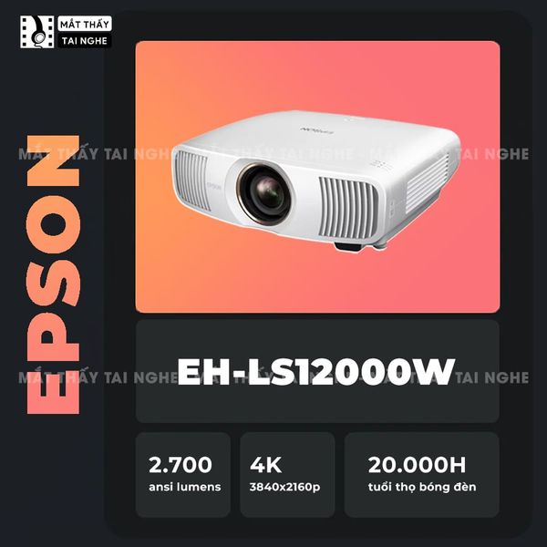 Epson EH-LS12000 - Máy chiếu chuyên dụng cho home cinema cao cấp, sử dụng công nghệ 3LCD độc quyền kết hợp nguồn sáng Laser tiên tiến, độ sáng 2.700 ansi lumens, độ phân giải 4K UHD và tương phản cực cao 2.500.000:1