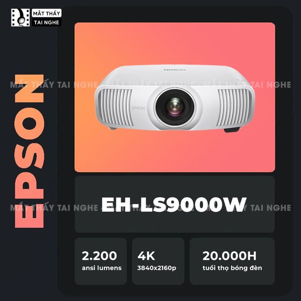 Epson EH-LS9000 - Máy chiếu chuyên dụng cho home cinema cao cấp, sử dụng công nghệ 3LCD độc quyền kết hợp nguồn sáng Laser tiên tiến, độ sáng 2.200 ansi lumesn, độ phân giải 4K UHD và tương phản cực cao 2.500.000:1