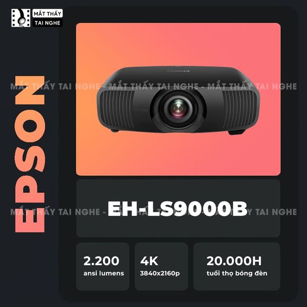 Epson EH-LS9000 - Máy chiếu chuyên dụng cho home cinema cao cấp, sử dụng công nghệ 3LCD độc quyền kết hợp nguồn sáng Laser tiên tiến, độ sáng 2.200 ansi lumesn, độ phân giải 4K UHD và tương phản cực cao 2.500.000:1