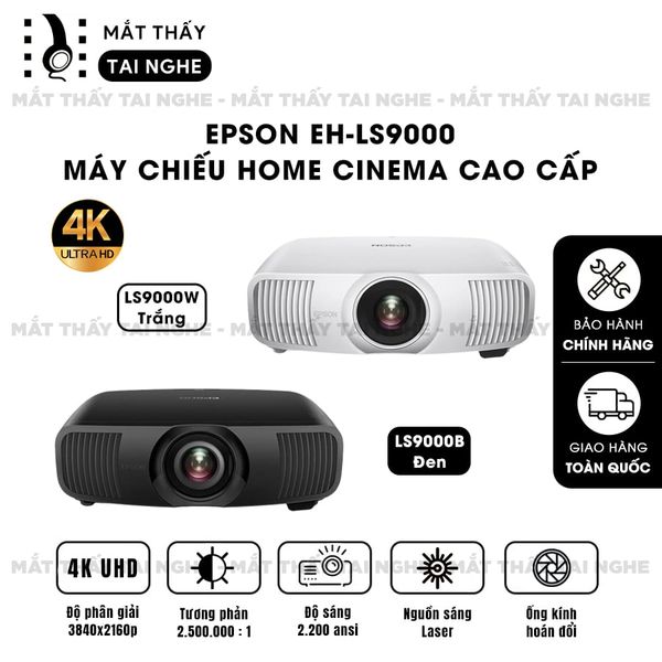 Epson EH-LS9000 - Máy chiếu chuyên dụng cho home cinema cao cấp, sử dụng công nghệ 3LCD độc quyền kết hợp nguồn sáng Laser tiên tiến, độ sáng 2.200 ansi lumesn, độ phân giải 4K UHD và tương phản cực cao 2.500.000:1