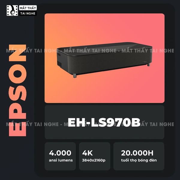 Epson Lifestudio Grand EH-LS970 - Máy chiếu siêu gần 4K thông minh tích hợp Google TV và Netflix chính chủ, độ phân giải chuẩn 4K UHD 3840x2160p, độ sáng 4.000 lumen, tương phản siêu cao 5.000.000:1