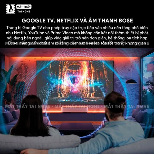 Epson Lifestudio Grand EH-LS970 - Máy chiếu siêu gần 4K thông minh tích hợp Google TV và Netflix chính chủ, độ phân giải chuẩn 4K UHD 3840x2160p, độ sáng 4.000 lumen, tương phản siêu cao 5.000.000:1