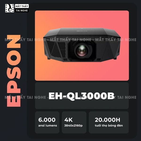 Epson EH-QL3000 - Máy chiếu chuyên dụng cho home cinema cao cấp, sử dụng công nghệ 3LCD độc quyền kết hợp nguồn sáng Laser tiên tiến, độ sáng 6.000 ansi lumens, độ phân giải 4K UHD và tương phản cực cao 5.000.000:1