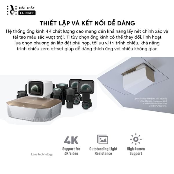 Epson EH-QL3000 - Máy chiếu chuyên dụng cho home cinema cao cấp, sử dụng công nghệ 3LCD độc quyền kết hợp nguồn sáng Laser tiên tiến, độ sáng 6.000 ansi lumens, độ phân giải 4K UHD và tương phản cực cao 5.000.000:1