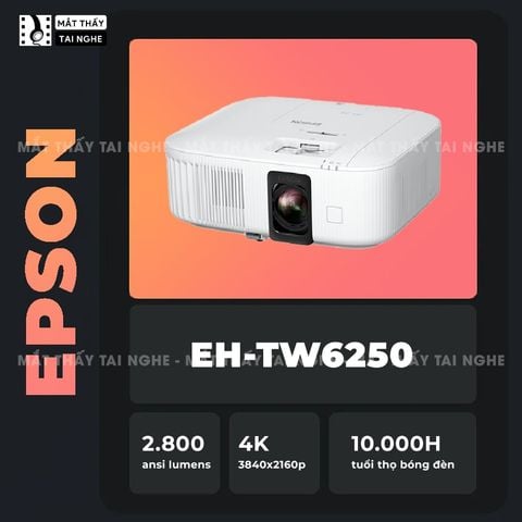 Epson EH-TW6250 -  Máy chiếu 4K 3LCD chính hãng Epson tích hợp hệ điều hành Android TV, độ phân giải chuẩn 4K UHD 3840x2160p chuyên Cinema, độ sáng 2.800 ansi lumens, tương phản siêu cao 35.000:1