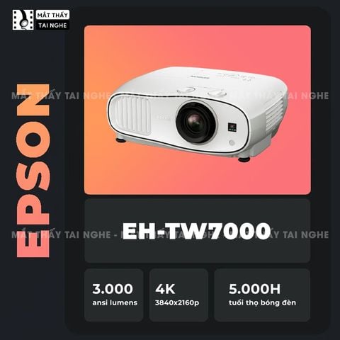 Epson EH-TW7000 -  Máy chiếu 4K 3LCD chính hãng Epson, độ phân giải chuẩn 4K UHD 3840x2160p chuyên Cinema, độ sáng 3.000 ansi lumens, tương phản siêu cao 40.000:1