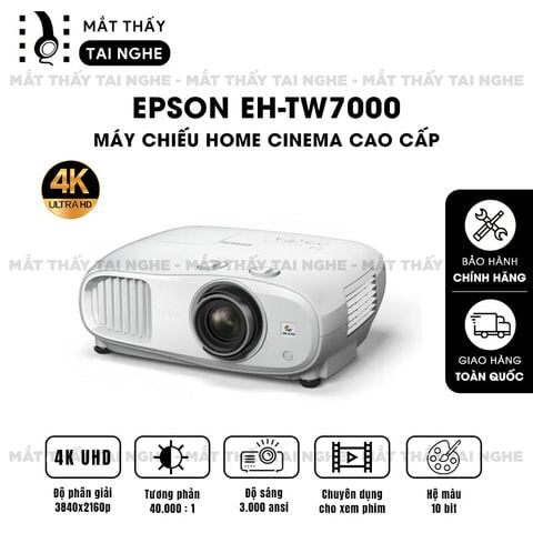 Epson EH-TW7000 - Máy chiếu 4K 3LCD chính hãng Epson, độ phân giải chuẩn 4K UHD 3840x2160p chuyên Cinema, độ sáng 3.000 ansi lumens, tương phản siêu cao 40.000:1