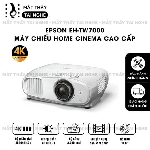 Epson EH-TW7000 -  Máy chiếu 4K 3LCD chính hãng Epson, độ phân giải chuẩn 4K UHD 3840x2160p chuyên Cinema, độ sáng 3.000 ansi lumens, tương phản siêu cao 40.000:1