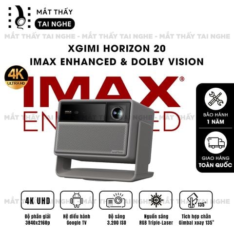 Xgimi Horizon 20 - Máy chiếu 4K thông minh tích hợp Google TV, sử dụng công nghệ RGB Triple Laser, độ phân giải chuẩn 4K UHD, độ sáng 3200 ISO Lumens, đạt chứng nhận IMAX Enhanced & Dolby Vision và tích hợp loa Harman Kardon