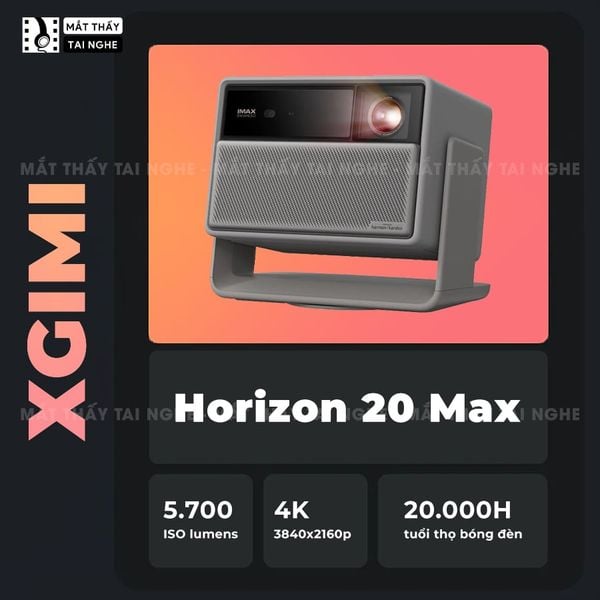 XGIMI Horizon 20 Max - Máy chiếu 4K thông minh tích hợp Google TV, sử dụng công nghệ RGB Triple Laser, độ phân giải chuẩn 4K UHD, độ sáng 5700 ISO Lumens, đạt chứng nhận IMAX Enhanced & Dolby Vision và tích hợp loa Harman Kardon