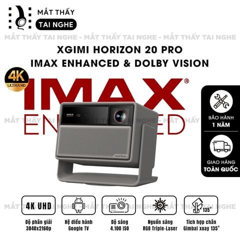 Xgimi Horizon 20 Pro - Máy chiếu 4K thông minh tích hợp Google TV, sử dụng công nghệ RGB Triple Laser, độ phân giải chuẩn 4K UHD, độ sáng 4100 ISO Lumens, đạt chứng nhận IMAX Enhanced & Dolby Vision và tích hợp loa Harman Kardon