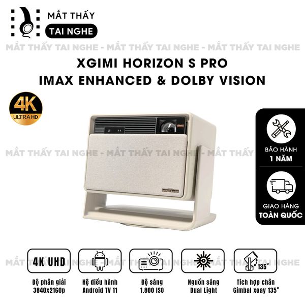 Xgimi Horizon S Pro - Máy chiếu 4K thông minh tích hợp Android TV 11, sử dụng công nghệ Dual Light 2.0, độ phân giải chuẩn 4K UHD, độ sáng 1800 ISO Lumens, tương phản siêu cao 100000:1, loa Harman Kardon và chuẩn Dolby Vision