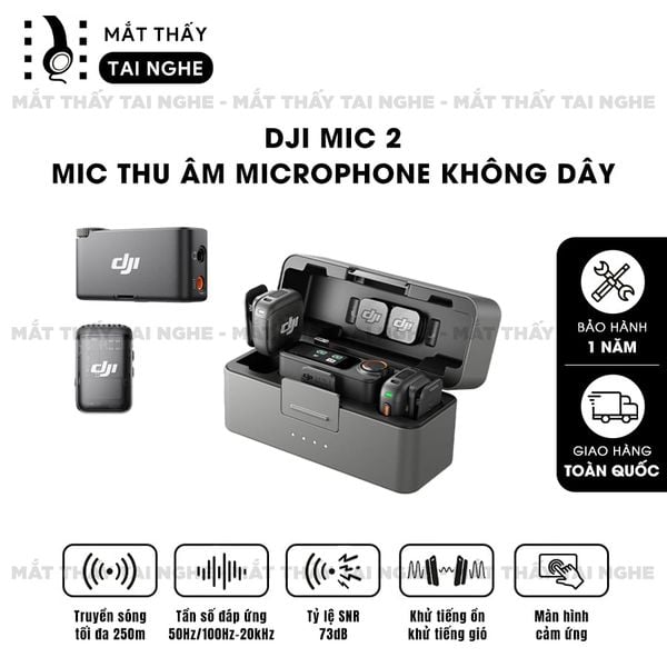 DJI Mic 2 - Microphone không dây cao cấp, Kích thước nhỏ gọn, Sử dụng linh hoạt và Thu âm chuyên nghiệp
