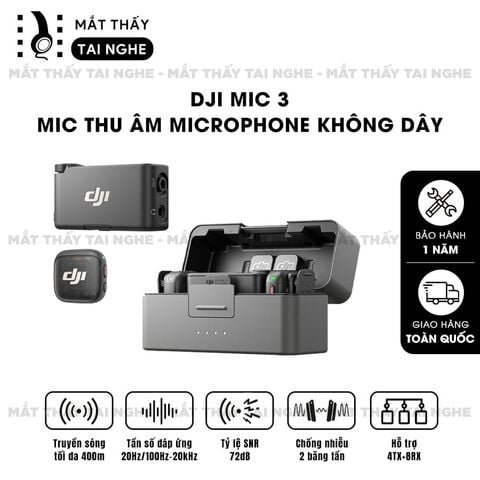 DJI Mic 3 - Microphone không dây cao cấp, Kích thước nhỏ gọn, Sử dụng linh hoạt và Thu âm chuyên nghiệp