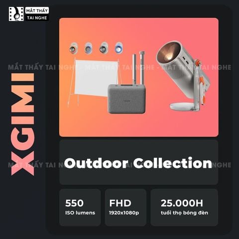 XGIMI MoGo 4 Laser Outdoor Collection - Bộ máy chiếu di động thông minh tích hợp Google TV & Netflix bản quyền, độ sáng 550 ISO lumens, độ phân giải chuẩn Full HD, thiết kế chân Gimbal xoay 360 độ linh hoạt và Pin tích hợp 71.28Wh