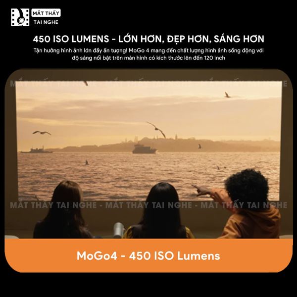 XGIMI MoGo 4 - Máy chiếu di động thông minh tích hợp Google TV & Netflix bản quyền, độ sáng 450 ISO lumens, độ phân giải chuẩn Full HD, thiết kế chân Gimbal xoay 360 độ linh hoạt và Pin tích hợp 71.28Wh
