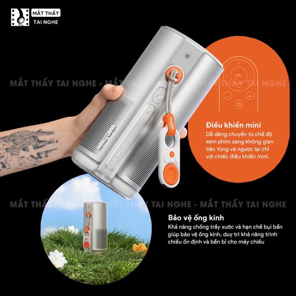 XGIMI MoGo 4 - Máy chiếu di động thông minh tích hợp Google TV & Netflix bản quyền, độ sáng 450 ISO lumens, độ phân giải chuẩn Full HD, thiết kế chân Gimbal xoay 360 độ linh hoạt và Pin tích hợp 71.28Wh