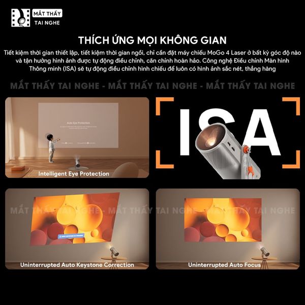 XGIMI MoGo 4 Laser Outdoor Collection - Bộ máy chiếu di động thông minh tích hợp Google TV & Netflix bản quyền, độ sáng 550 ISO lumens, độ phân giải chuẩn Full HD, thiết kế chân Gimbal xoay 360 độ linh hoạt và Pin tích hợp 71.28Wh
