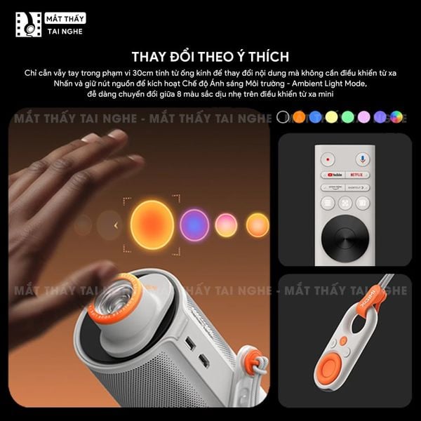 XGIMI MoGo 4 Laser Outdoor Collection - Bộ máy chiếu di động thông minh tích hợp Google TV & Netflix bản quyền, độ sáng 550 ISO lumens, độ phân giải chuẩn Full HD, thiết kế chân Gimbal xoay 360 độ linh hoạt và Pin tích hợp 71.28Wh